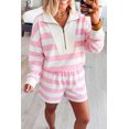 thumbnail image 2 of ZhiHiMeRi Cotton Lounge Shorts Set, Striped Zipper Pullover Top M, 2 of 12