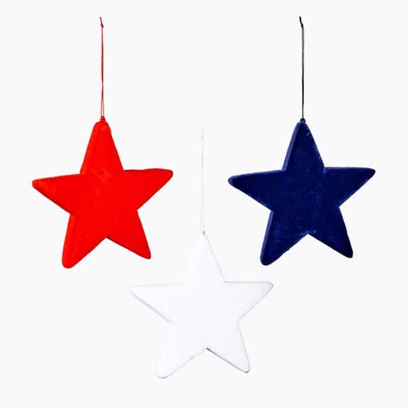 Set of 3 - 3.5" Large Flocked Stars
