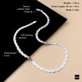 thumbnail image 6 of Amberta Women's 925 Sterling Silver Braided Herringbone Chain Necklace (Length 18 inch): Silver, 6 of 6