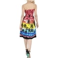 thumbnail image 3 of HAPPY BAY Women's Summer Boho Beach Backless Smocked Mini Swing Dress Tube Top Strapless Dresses for Women One Size Cherry, Palm Tree View, 3 of 3