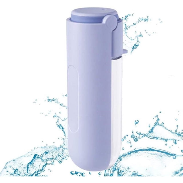 Botella de agua portátil para perros de 420 ml, botella a prueba de fugas con fregadero giratorio para mascotas, dispensador de agua portátil, botella ligera para perros y gatos para