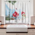 thumbnail image 2 of Ambesonne Snowman Kitchen Curtains, Nordic Mitten Christmas, 55"x30", Pale Blue Dark Pink and White, 2 of 3