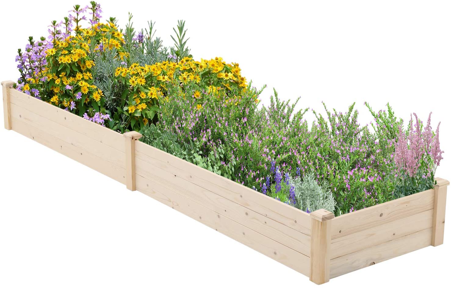 SUNCROWN 8ft Outdoor Wooden Garden Bed Planter Box Kit for Vegetables