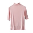 thumbnail image 2 of Womens Clothing Homenesgenics Woman Clothes under $5 Women's Fashion Solid Round Neck Short Sleeved Casual Blouses Pink L, 2 of 6