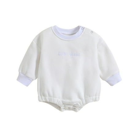 

YDOJG Bodysuits for Boys Girls Toddler One-Pieces Long Sleeve Letter Prints Romper Clothes White 3-6 Months