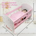 thumbnail image 5 of Baby Doll Crib Toy Wooden Play Rocking Cradle for Dolls | with Mattress Pillow & Blanket for 18” Doll, 5 of 5