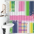 thumbnail image 4 of Blue Geometric Shower Curtain for Bathroom Bath Curtain Polyester Fabric Waterproof Bathroom Curtain with 12 Hooks, 4 of 7