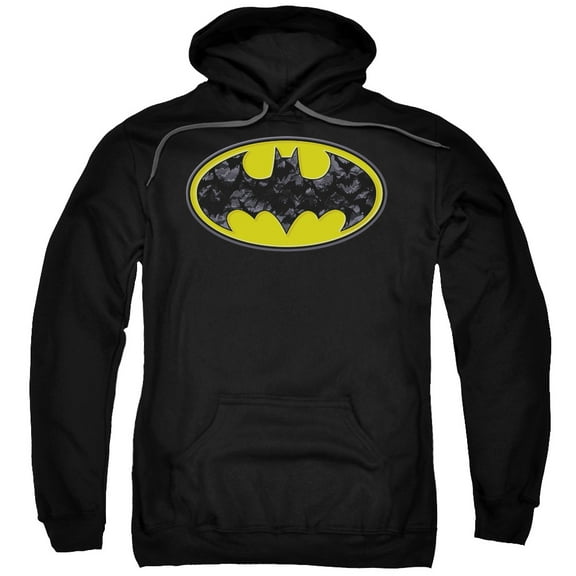 Batman Bats In Logo Adult Pullover Hoodie Sweatshirt Black