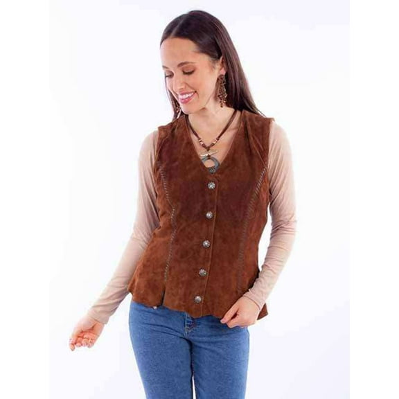 Scully Women's Suede Snap Front Vest Brown X-Small  US