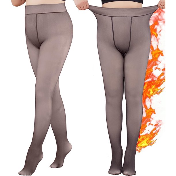 FlkwoH, medias cálidas de lana para mujer, mallas cálidas con forro polar, mallas térmicas de invierno elásticas delgadas translúcidas, piernas completas adelgazantes de talla grande