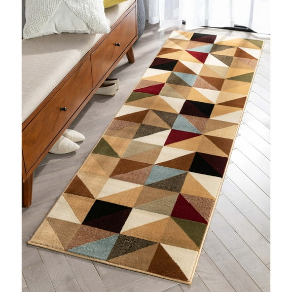 Well Woven Barclay Emine Modern Geometric Ivory Multi 2'3" x 7'3" Runner Rug