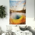 thumbnail image 3 of Yellowstone Tapestry, Morning Glory Pool in Yellowstone National Park Winter Scene Landmark Theme, Wall Hanging for Bedroom Living Room Dorm Decor, 40W X 60L Inches, Orange Brown, by Ambesonne, 3 of 5