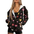 thumbnail image 4 of SCRAWLGOD Hearts Women Hooded Zip Up Sweaters for Women Trendy Clothes Fall Long Sleeve Women Oversized Jacket Size XL Soft Ladies Light Weight Sweater, 4 of 7