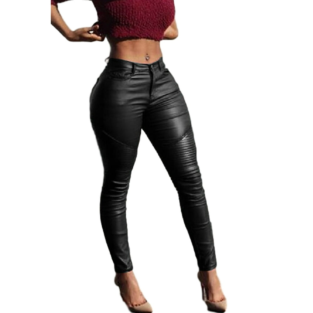 red leather pants high waisted