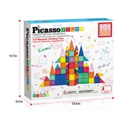 PICASSO-TILES Magnetic Tiles for Kids, 101PC STEM Building Blocks Educational Magnet Toy
