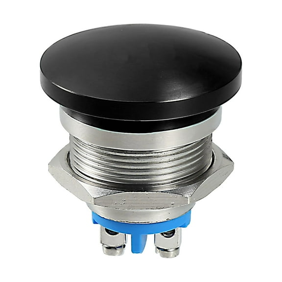 22 mm Momentary Push Button Switch Metal Head Round Start Button AC/DC 12V-250V Black