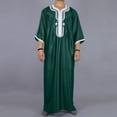 thumbnail image 2 of Short Sleeve Thobe for Men Embroidery Arabic Dishdasha Loose Arab Thobe for Wedding & Celebration Performance Wear Green XXXL, 2 of 9