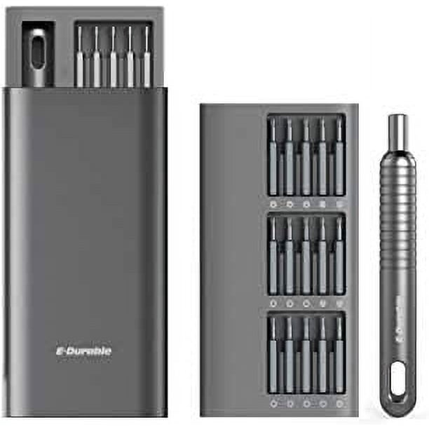 Juego de destornilladores de precisión en miniatura 31 en 1, kit de herramientas de reparación plateadas para dispositivos electrónicos y gadgets, puntas magnéticas y mango duradero, agarre anodizado