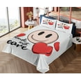 thumbnail image 4 of Ambesonne Emoji Fitted & Top Sheet Set with Shams, Valentines Day Romantic Face, White Dark Pink Dark Grey, 4 of 5