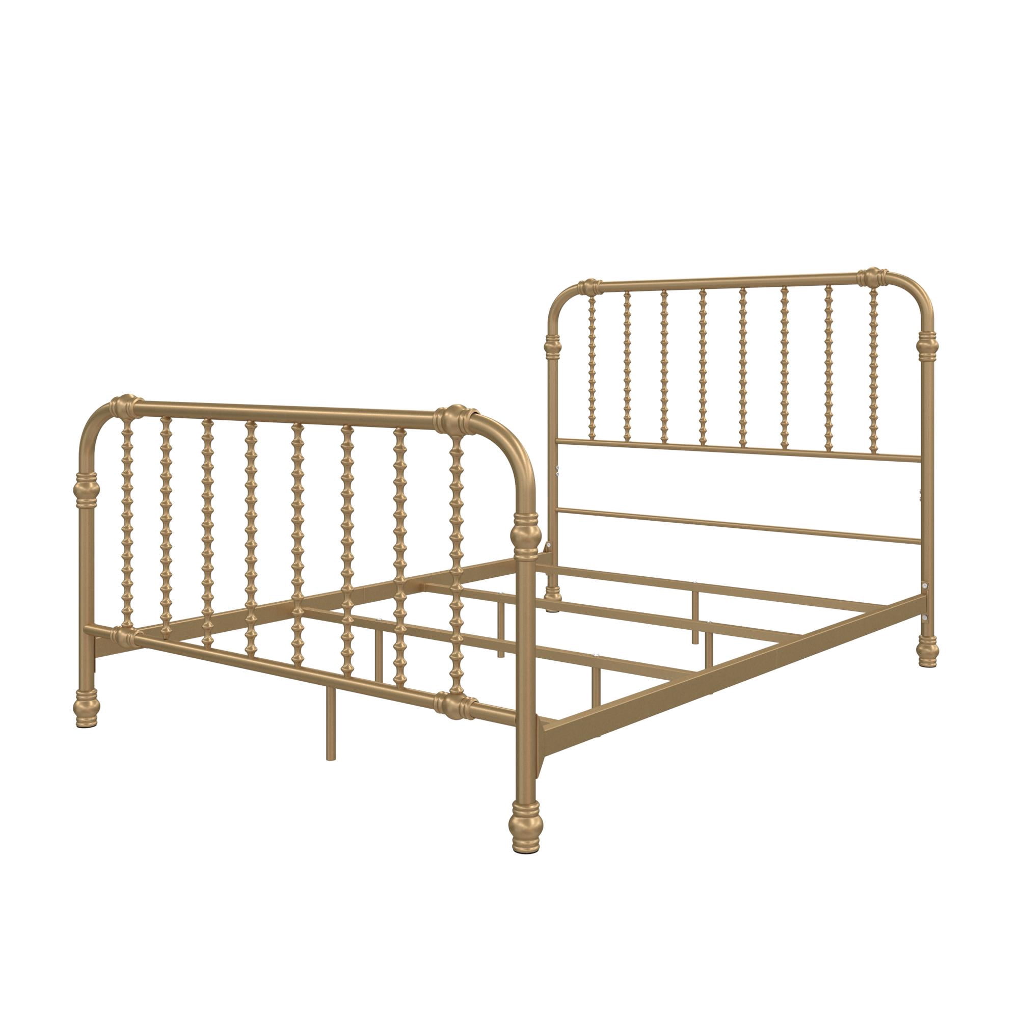 Max & Finn Wren Metal Bed with Spindle Headboard, Full, Gold