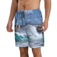 thumbnail image 2 of Kll Lighthouse In Havana Men'S Casual Summer Beach Shorts Hawaiian Shorts With Pockets-Large, 2 of 9