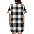 thumbnail image 3 of Naloa White And Black Plaid Women's Short-Sleeved Pajama Set, Loungewear, Summer pajamas, Breathable Cozy - XX-Large, 3 of 9
