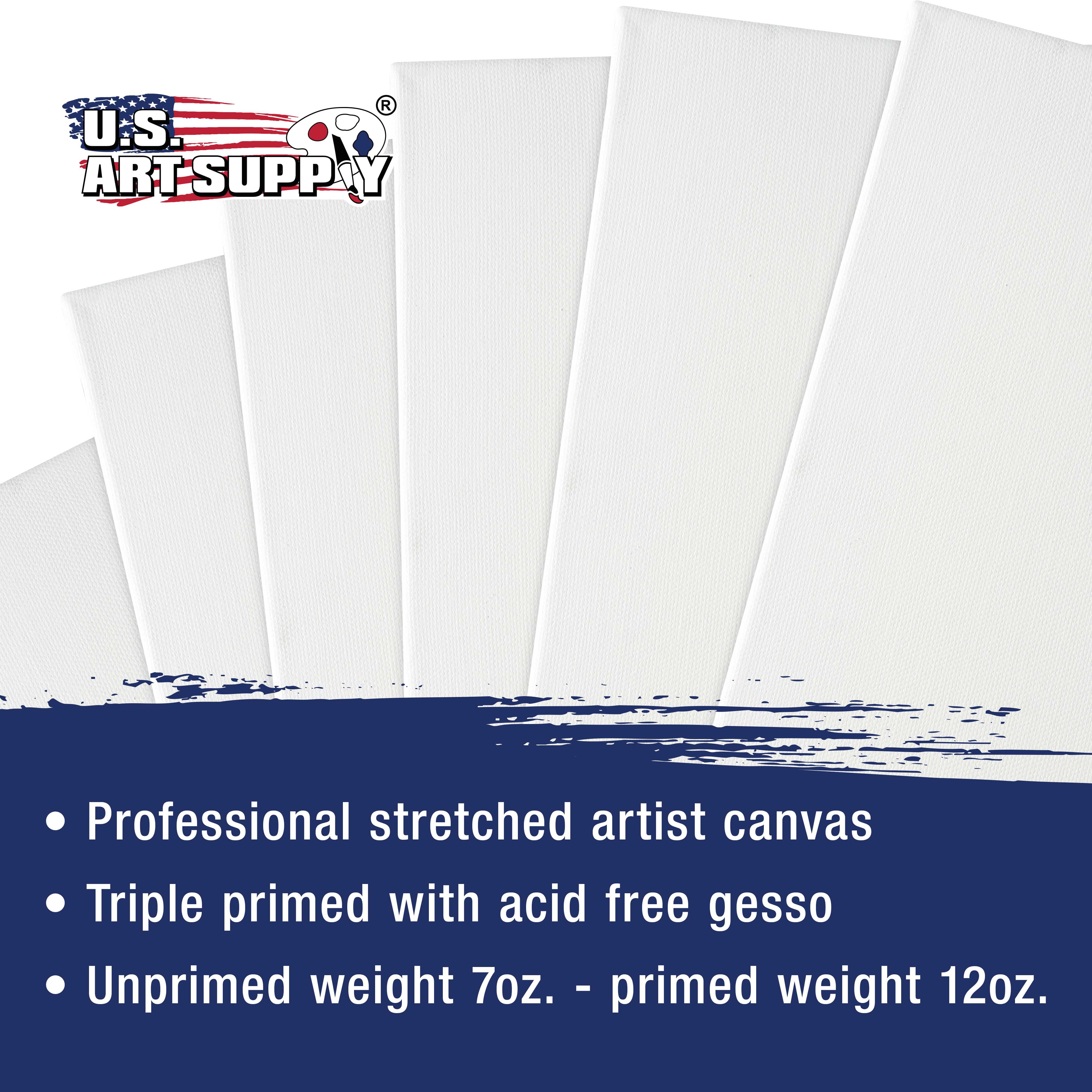 US Art Supply Professional Quality Stretched Canvas 12-ounce Primed Variety Pack Square Assortment 20x20, 16x16, 12x12, 8x8, 4x4 