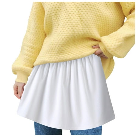 Summer Savings 2024! TAGOLD Womens Summer Short Pants  Women s Layered Tiered Sheer Solid Color Extender Half Slip Plus Size Skirt White M