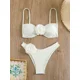 thumbnail image 2 of Trajes baño divididos piezas para mujer, conjunto Bikinis con cuello Halter, traje baño flores 3D, trajes, 2 of 5