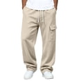 thumbnail image 7 of Homenesgenics Cargo Pants Men 2026 Casual Pockets Elastic Waist Sweatpants Work Trousers Khaki L, 7 of 7