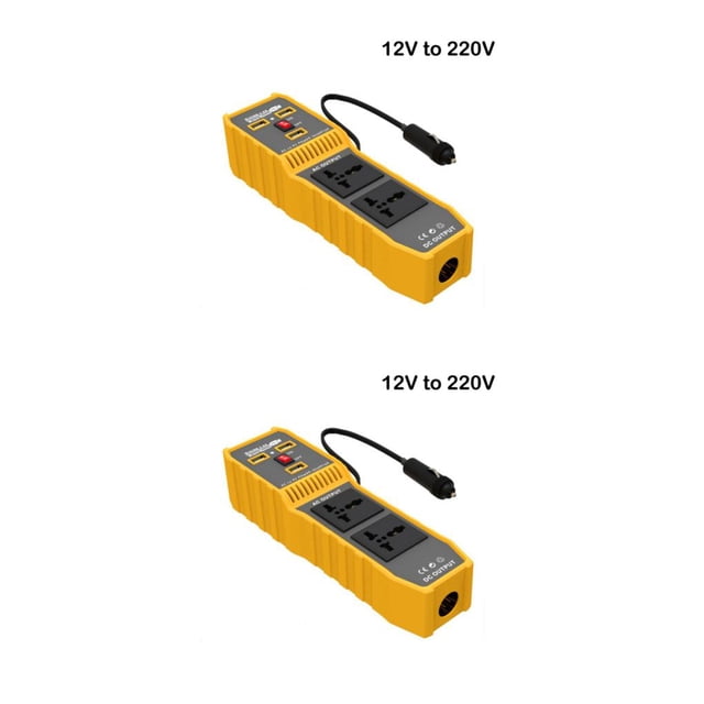 Kenally Cargadores de coche Inversor de energía Puerto múltiple 3 USB Reemplazo Calor Disipación Protección contra sobrecarga Convertidor 12V a 220V 2piezas