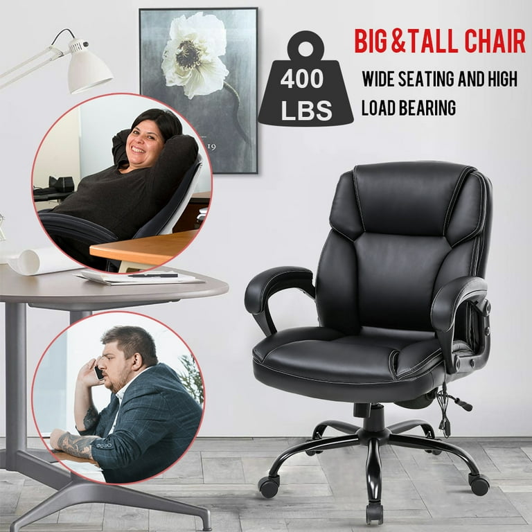 Heavy Duty Big and Tall Office Chair with Adjustable Lumbar Support, 400  LBS Executive Office Chair for Heavy People with Wide Seat, High Back Faux  Leather Computer Chair - Yahoo Shopping