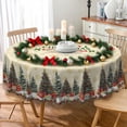 thumbnail image 2 of Lfeey Vintage Christmas Round Tablecloth for Xmas Winter Holiday, Christmas Tree Table Cover, 60 inch, 2 of 6