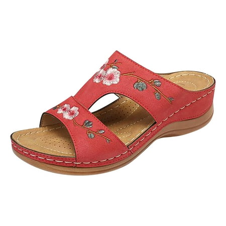 

Summer New Women s Sandals Hollow Flower Embroidery Wedge Slippers