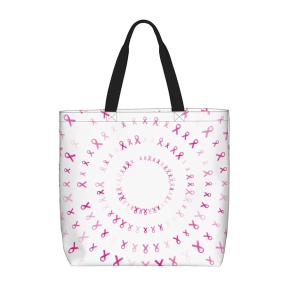 Defioc Breast Cancer Awareness (4) Pattern Tote Bag for Women,Large Capacity Tote Bag with Zipper Casual Shoulder Handbags Shopping Bag
