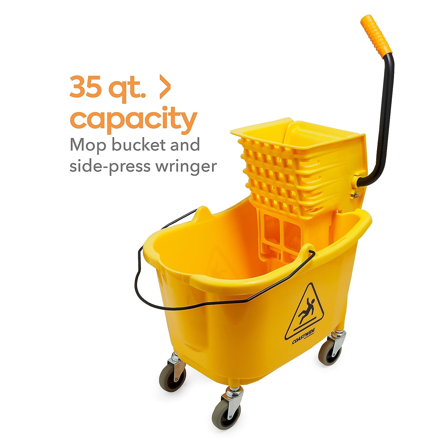 Staples Coastwide Professional Bucket & Side-Press Wringer 35 Qt. Yellow/Black (CW21871)