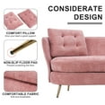 thumbnail image 3 of Modern Sofa with 2 Pillows and Golden Metal Legs, Velvet Upholstered Couch with Thickened Cushion and Curved Backrest, Comfy Loveseat for Living Room Bedroom Apartment, Pink., 3 of 9