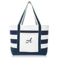 thumbnail image 2 of DALIX Premium Beach Bags Striped Navy Blue Zippered Tote Bag Monogrammed A, 2 of 8