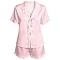 thumbnail image 4 of MEZZALL Women's Leopard Print Pajama Set Short Sleeve Button Down Tops Sleepwear with Ruffled Shorts Two Piece Loungewear Summer Nightwear Relaxed Fit Pjs, 4 of 4