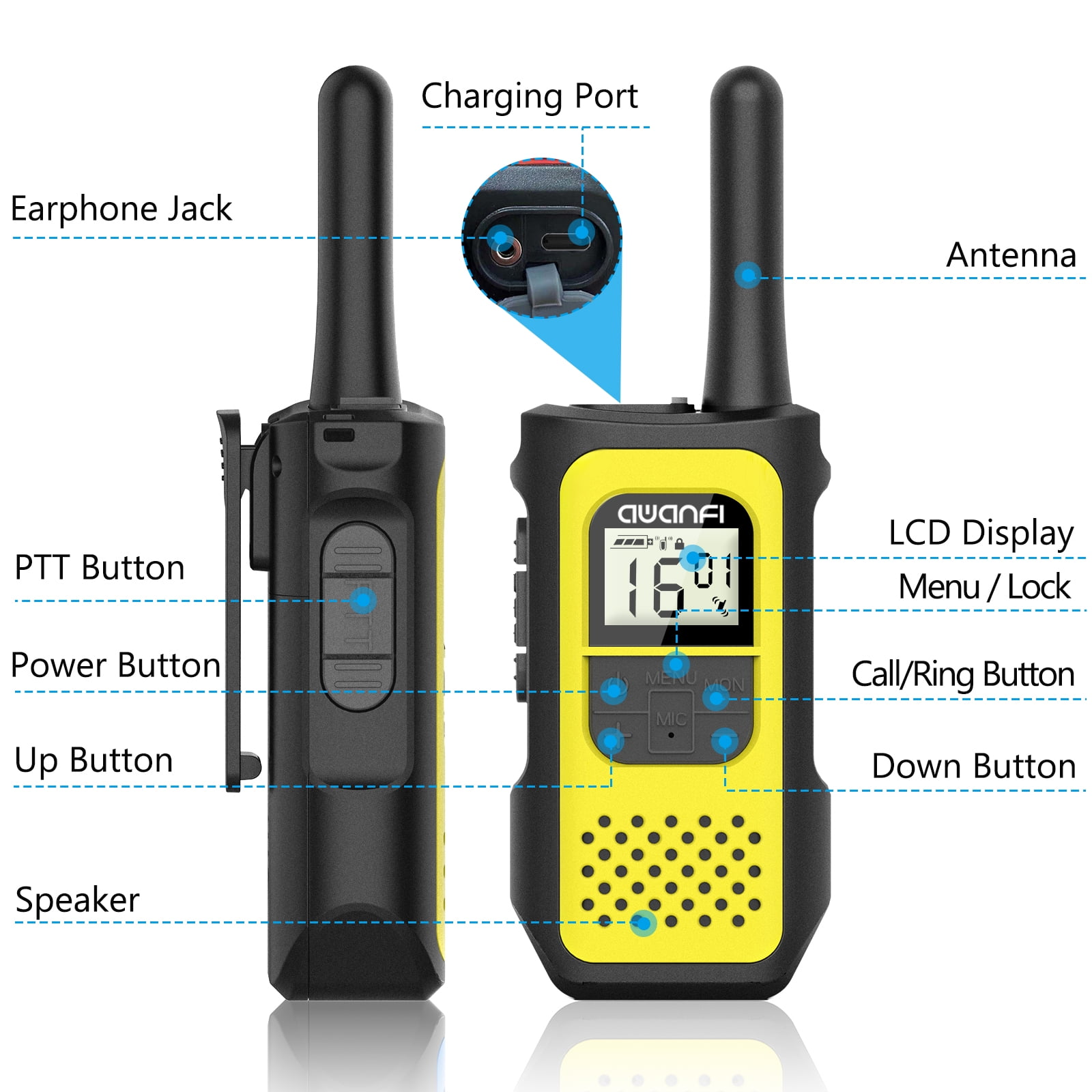 6 Pack Walkie Talkies for Adults, Rechargeable Walkie Talkie for Kids Long Range, High Quality Family Pack Two-Way Radios, for Outdoor Camping Hiking (2 X 3 Pack)