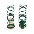 thumbnail image 5 of BLISSFUL STEP Lace Up Slingback Block High Heels Sandals for Women, 5 of 6