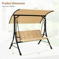 thumbnail image 4 of Costway 3-Seat Outdoor Porch Swing Adjustable Canopy Padded Cushions Steel Frame Beige, 4 of 10