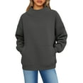 thumbnail image 2 of Mock Neck Sweatshirt Women No Hood Turtleneck Tops Casual Oversized Y2K Long Sleeve Pullover Sweatshirts With Pockets Dark Gray 2XL, 2 of 7