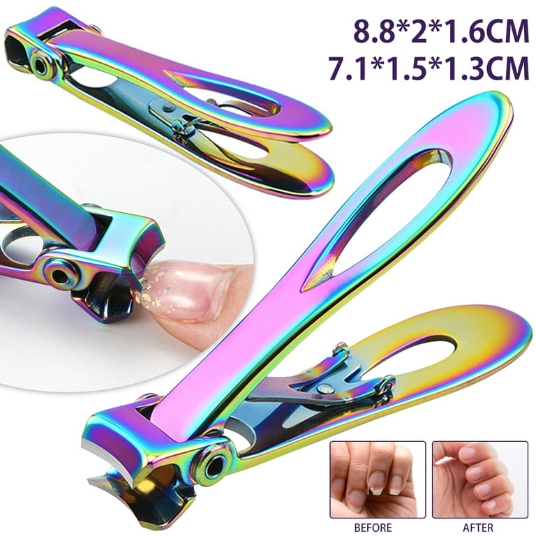 Jtween Colorful Titanium Thick Nail Clipper Cutter Wide Jaw Nail Cutting,Stainless Steel Heavy Duty Toenail Clippers for Seniors Elderly, Large