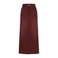 thumbnail image 6 of Aboser Denim Skirts for Women Full Length Jean Skirt Vintage High Waisted Streetwear Pull On Maxi Skirts A Line Frayed Hem Skirt, 6 of 6