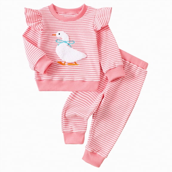 Hessimy Outfit Sets For Toddler Boy Girls Long Sleeve Solid Cotton Gifts Kids Beige Fall And Winter Clothes Toddler Pajamas Sleepwear Baby Long Outfit (Pink,6-12 Months)