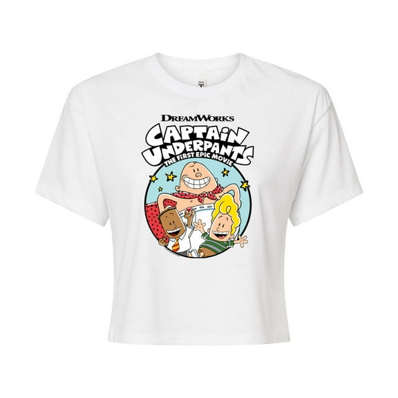 Captain Underpants - C. Underpants, George, & Harold - Juniors Cropped Cotton Blend T-Shirt