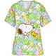 thumbnail image 2 of Ropa de mujer Estampado de dibujos animados de Snoopy Cuello en V Ropa de trabajo para mujer Tops Manga corta Con bolsillos Uniforme médico de enfermería, 2 of 5