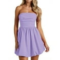 thumbnail image 2 of Summer Women's Strapless Mini Dress Sleeveless Smocked A Lined Bubble Wedding Club Party Dress, 2 of 6