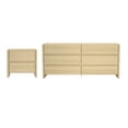 thumbnail image 1 of Linda Commode Moderne 2 Pcs à Double Largeur et Table de Nuit en Chêne Naturel, 1 of 12